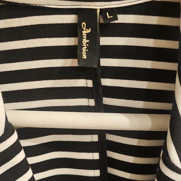 Black and White Striped Women's Blazer - Picture 2 of 4